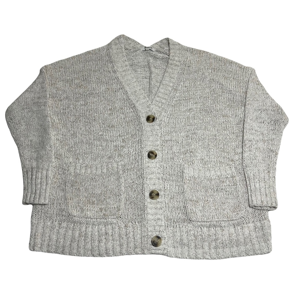 Madewell Mainville Chunky Cardigan Sweater Women’s Small Oatmeal Spacedye Linen